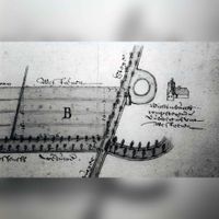 Landgoed Wickenburgh. Gedeelte van een kaart van de directe omgeving van het huis met een stukje Wickenburghseweg en de laan naar de Hoogdijk in 1641. Kaartmaker J. van Diepenem. Huisarchief Wickenburgh, Wttewaall. Bron: Regionaal Archief Zuid-Utrecht (RAZU), 353.
