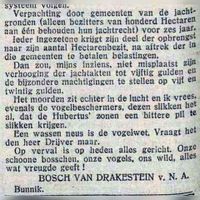 Fragment (4/4) uit De Tijd van 31 mei 1917 ingezonden brief geschreven door jhr. Johan Bosch van Drakestein (1865-1929) waarin hij zijn onvrede uit over de mistanden van het jachtrecht in Nederland. Bron: Delpher.nl.