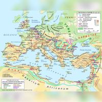 Het Romeinse Rijk ten tijde van keizer Hadrianus (125 n.Chr.). Bron: Wikipedia.