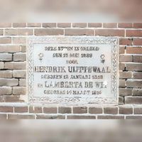 Eerste steen, gelegd op 15 mei 1888, gelegd door Hendrik Uijttewaal en Lamberta de Wit aan de Provincilaeweg 67 in Schalkwijk. Bron: Regionaal Archief Zuid-Utrecht (RAZU), 353.