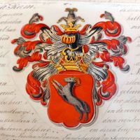 Akte waarbij Koning Willem I Willem Eliza Ram in de Nederlandse Adel verheft in 1835. Familiewapen met ram. Bron: Het Utrechts Archief, 752, 631.
