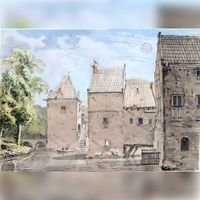 Gezicht op kasteel Wulven in mei 1766. Bron: Geheugen.delpher.nl.