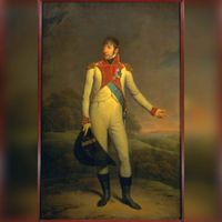 Portret van Louis Napoleon Bonaparte (1778-1846), koning van Holland (1806-1810), echtgenoot van Eugenie Hortense de Beauharnais (1783-1837). Schilderij bevindt zich in het Rijksmuseum te Amsterdam.