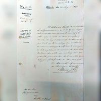 Brief van 21 augustus van het jaar 1841 waarbij wordt geschreven over de onteigening van gronden van de familie Van Dijk voor de aanleg van het Fort bij Honswijk. Bron: RAZU, 113.