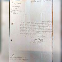 Brief van 26 augustus van het jaar 1844 waarbij wordt geschreven over de Afbraak van de kerk en toren van Honswijk bij het gelijknamige fort en de verkoop van de materialen. Bron: RAZU, 113.