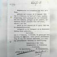 Begeleidend briefje uit 1949 behorend bij de bouwvergunning uit 1949 van boerderij De Schalkenberg. Bron: RAZU, 113.