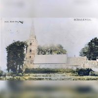 Prentbriefkaart van de N.H. kerk van Schalkwijk in ca. 1920-1940. Bron: Regionaal Archief Zuid-Utrecht (RAZU), 033.