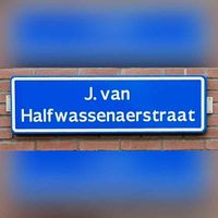 Straatnaambord J. van Halfwassenaerstraat te Stad aan 't Haringvliet op maandag 10 juni 2020. Foto: Sander van Scherpenzeel.