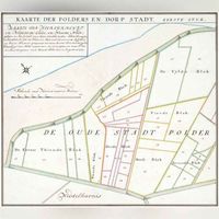 Kaart uit 1752 van het westelijke gedeelte van de heerlijkheid Stad-aan-'t Haringvliet. Bron: Zeeuws Archief, Atlassen Hattinga, nr. 213.