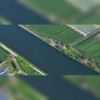 Luchtfoto gezien vanuit het zuiden op het Amsterdam-Rijnkanaal, met parallel lopend de Kanaal De Hoon en naast de Veerwagenweg in 2019. Foto: Slagboom en Peeters Luchtfotografie B.V..