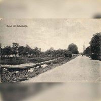 Gezicht op de Provincialeweg en het beginpunt van de Schalkwijkse Wetering te Schalkwijk uit het zuidoosten tussen 1915-1920. Bron: HUA, catalogusnummer: 10681.