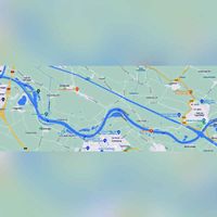 Kaart van de de rivier de Lek, waar de gemeente Houten in het zuiden aan grens met de provinciegrens tegen Gelderland en de gemeenten Culemborg en VIanen aan. Bron: Google Maps.