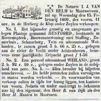 In februari 1860 wordt een aangenaam plaatsje RUSTOORD te koop aangeboden en per veiling verkocht in herberg De Klop. Bron: Delpher.nl. In februari 1860 wordt een aangenaam plaatsje RUSTOORD te koop aangeboden en per veiling verkocht in herberg De Klop. Bron: Delpher.nl.