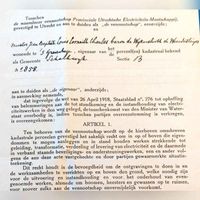 In mei 1922 vraagt het naamloos vennootschap Provinciale Utrechtsche Elektriciteitsmaatschappij aan Jean Baptiste Louis Corneille Charles baron de Wijkerslooth de Weerdesteyn voor het trekken van een voedingskabel naast de UItweg in Tull en 't Waal. Bron: RAZU, 386.