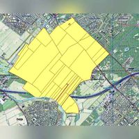 Kaart in geel gearceerd de gronden tot 1813 behorend bij de heerlijkheid Stoetwegen, ten zuiden van de plaats Zeist en ten noorden van het dorp Odijk. gebaseerd op de kadasterkaart van 1832, geprojecteerd op een hedendaagse topografische kaart van anno 2020. Bron: HISGIS Utrecht.