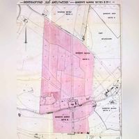 Diverse landerijen in roze gearceerd van het aan te kopen landgoed Oud-Amelisweerd op dinsdag 5 juni 1951 door de gemeente Utrecht. Bron: Het Utrechts Archief, 1803..
