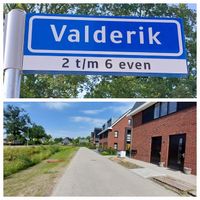 Straatnaambord Valderik in Schalkwijk, gezien in juni 2024. Foto: Sander van Scherpenzeel.