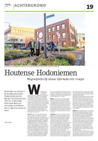 In november 2018 is er een interview in het Houtens Nieuws geweest met ons als bestuur van Stichting Houtense Hodoniemen. Ter gelegenheid van de oprichting van de stichting bij de notaris op donderdag 28 juni 2018. Tekst en foto Tanja Vlieger
